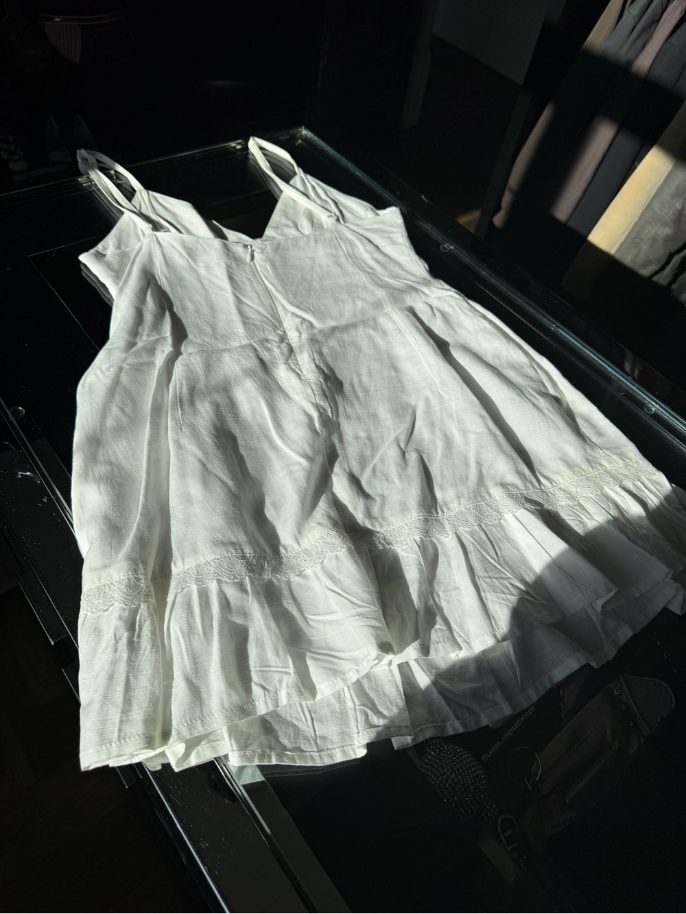 Motel Rocks White Spaghetti-Strap Ruffle-Hem Mini Dress - Picture 9 of 11